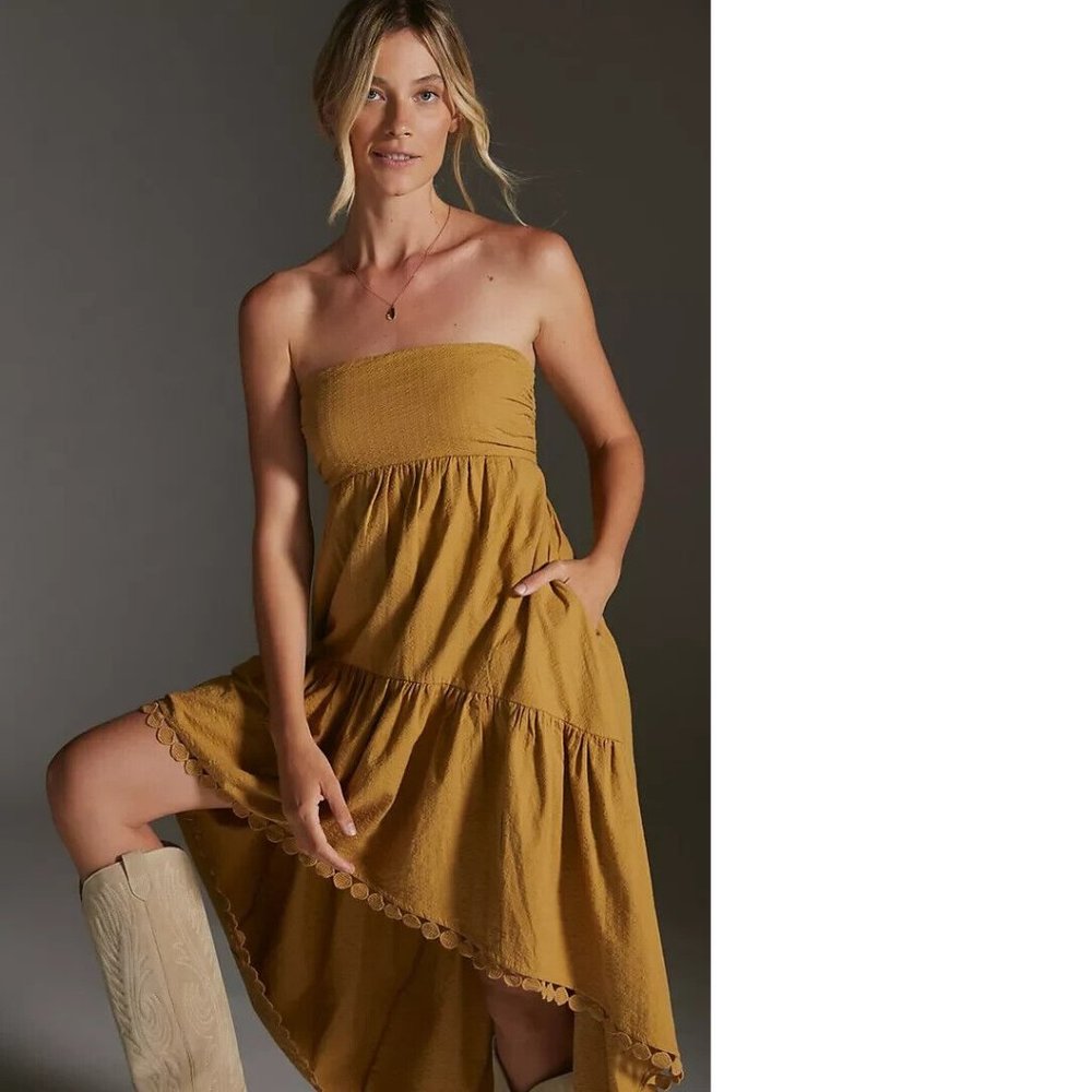 Anthropologie Maeve High-Low Strapless Midi Dress XL new with tag 624 - Picture 5 of 8